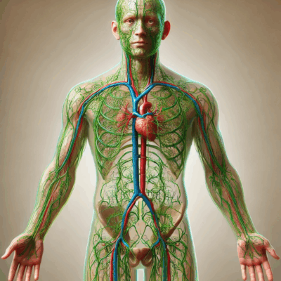Abbildung 1: Das Lymphsystem ist ein zentraler Bestandteil des menschlichen Kreislaufsystems und spielt eine doppelte Rolle: Es sorgt einerseits für den Abtransport überschüssiger Flüssigkeit aus dem Gewebe, andererseits ist es ein wichtiger Teil der Immunabwehr. (Myokraft)