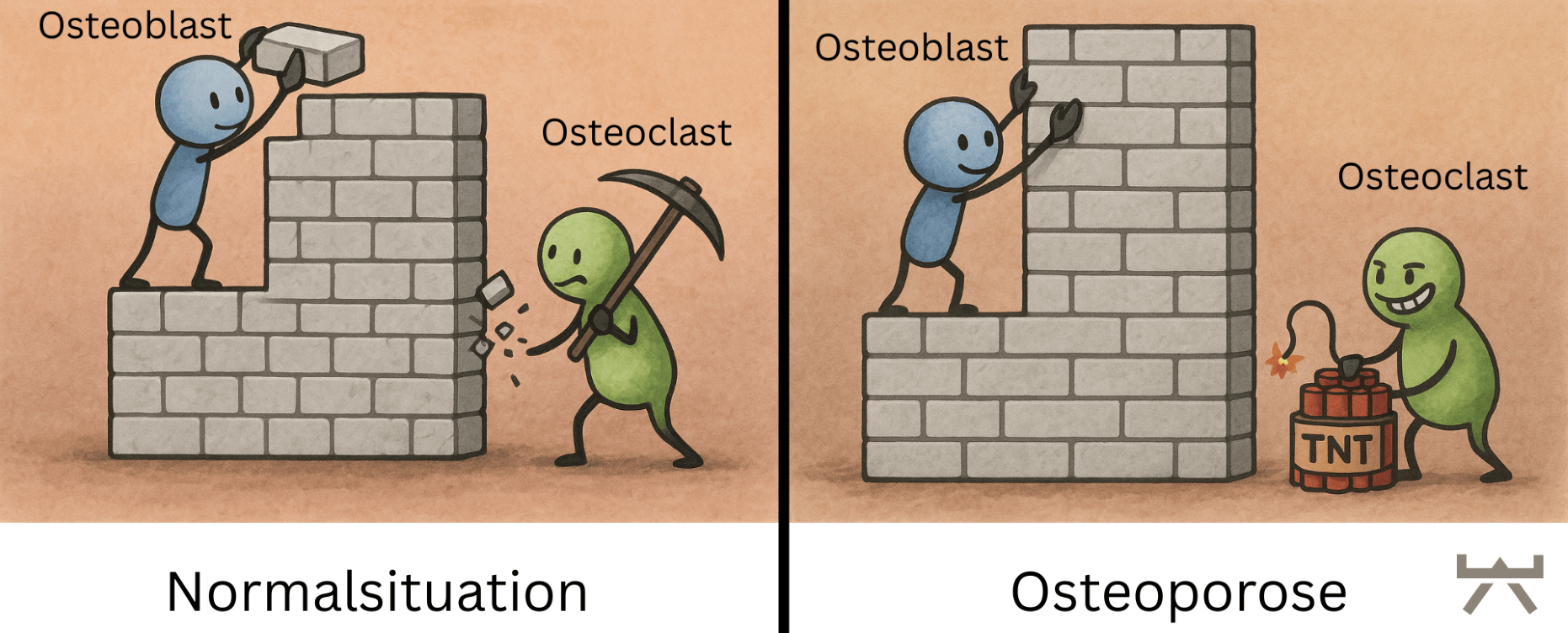 Abbildung 1: Osteoblast und Osteoklast (Myokraft)